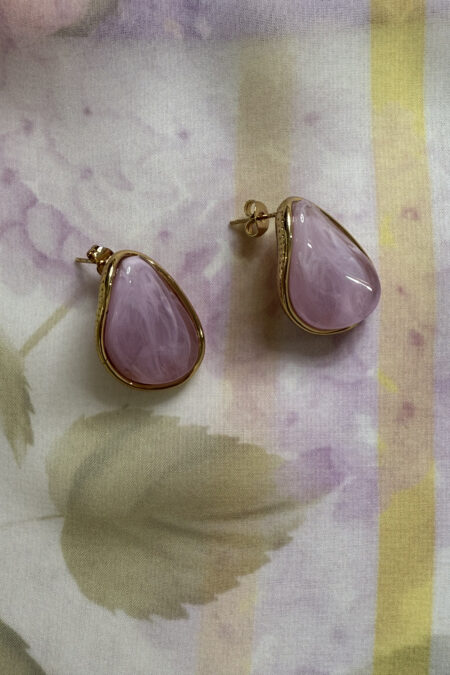 Lilac Stone _ Gold Earrings