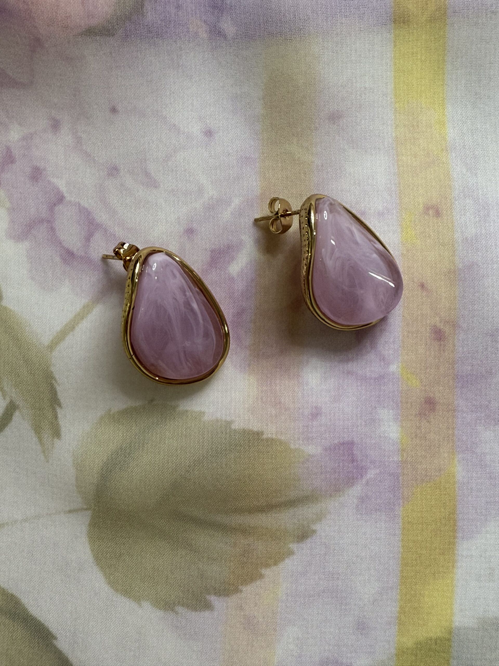 Lilac Stone _ Gold Earrings