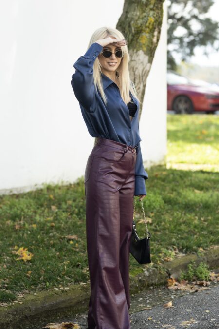 Burgundy Croco Wideleg