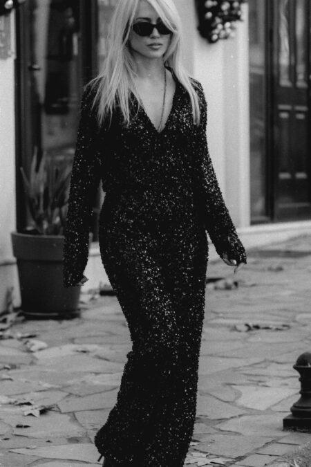 Black Luna Sequins Set