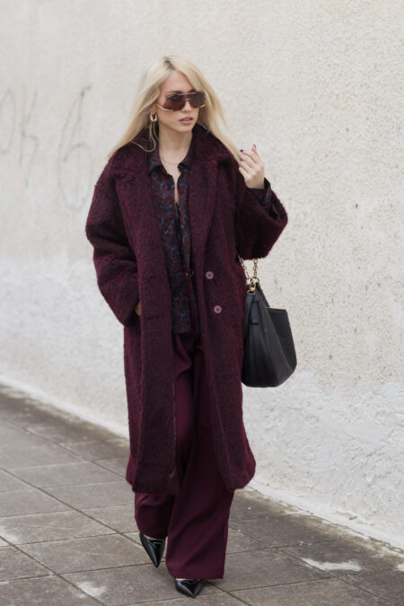 Burgundy Kalisa Fur Coat