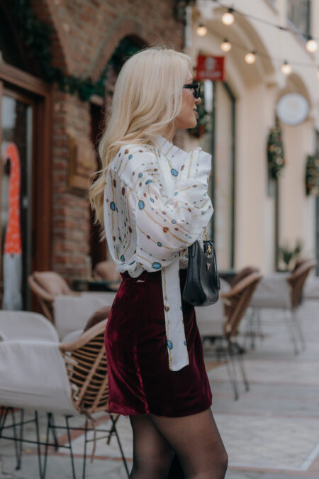 Burgundy Velvet Mini Skirt