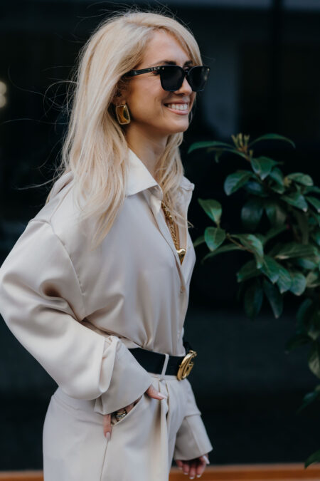 Cream Oversized Silky Shirt