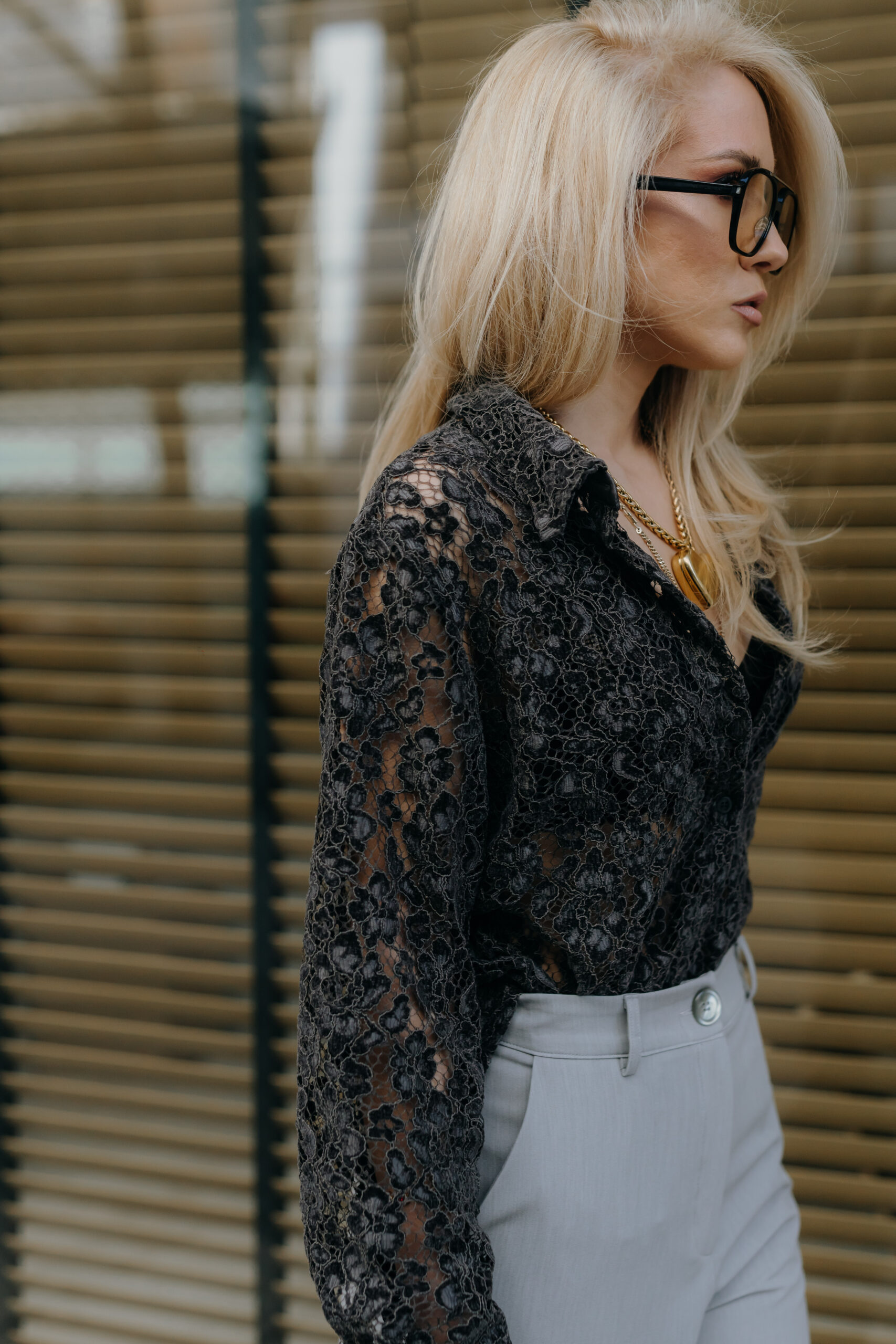 Gray Velvet Lace Shirt - Image 2