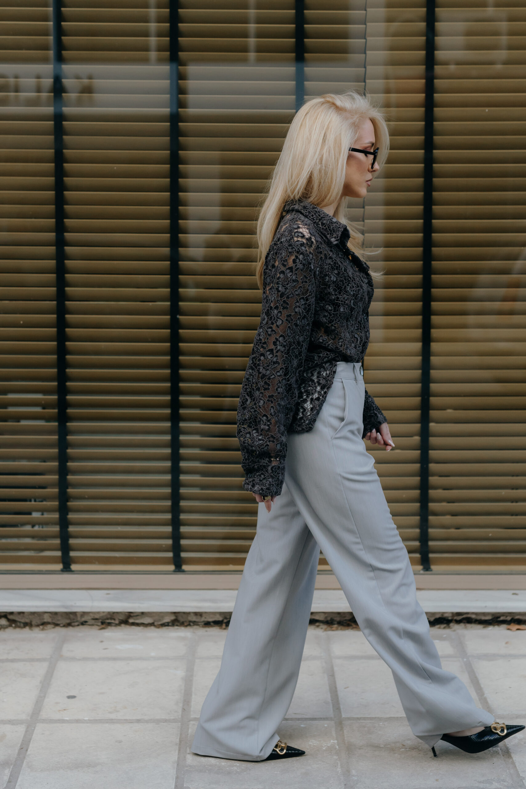 Gray Velvet Lace Shirt - Image 4